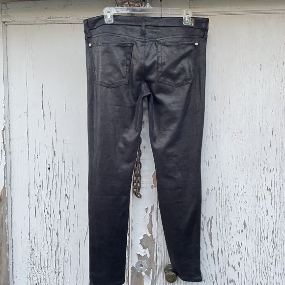 7 for all Mankind Jeans Jeggings Size 32 Black Faux/Vegan Leather Skinny Pants - Picture 11 of 16